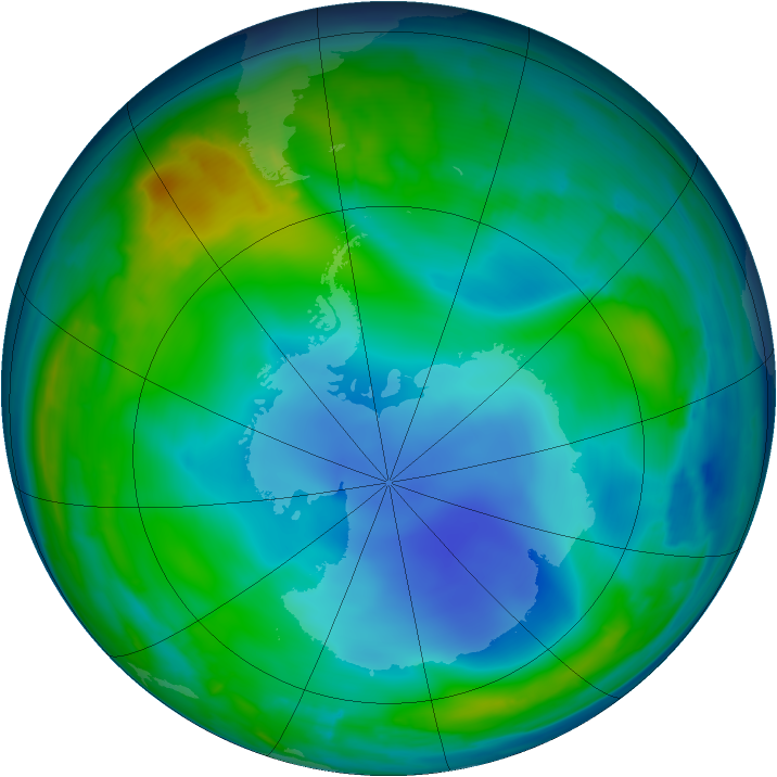 Antarctic ozone map for 29 June 2013